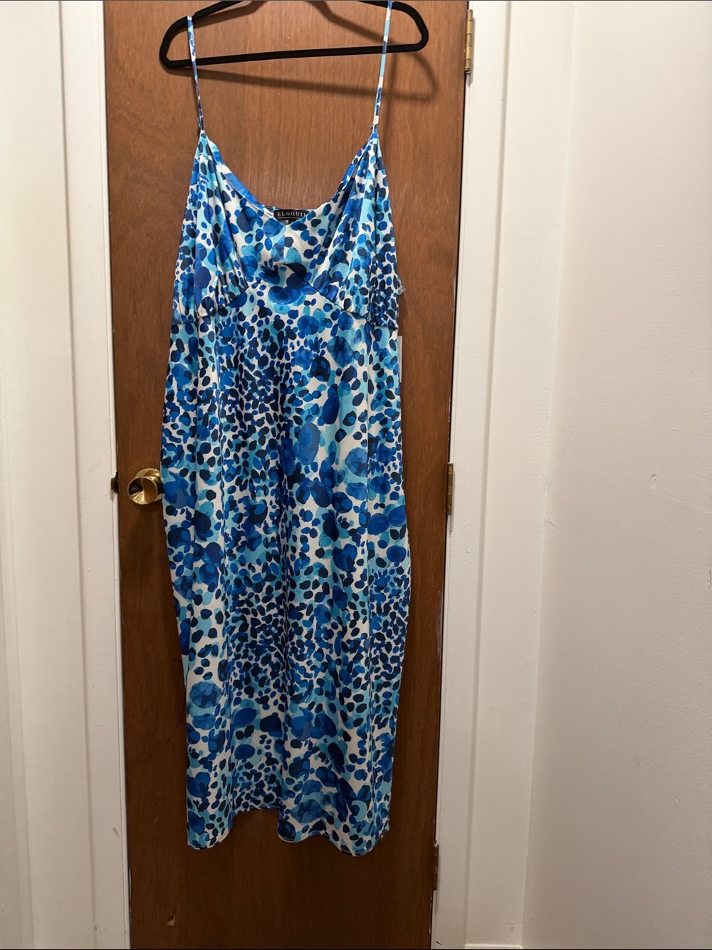 Blue Abstract Print Dress and Matching Duster - Picture 3 of 4